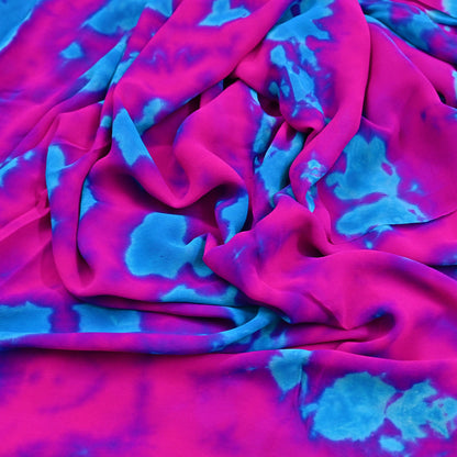 Indian Vintage Pink & Blue Saree Pure Georgette Silk Leheria Tie-dye Printed Sari Craft Fabric Sewing 6Yard Soft Light Sari Dress Making