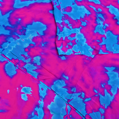 Indian Vintage Pink & Blue Saree Pure Georgette Silk Leheria Tie-dye Printed Sari Craft Fabric Sewing 6Yard Soft Light Sari Dress Making