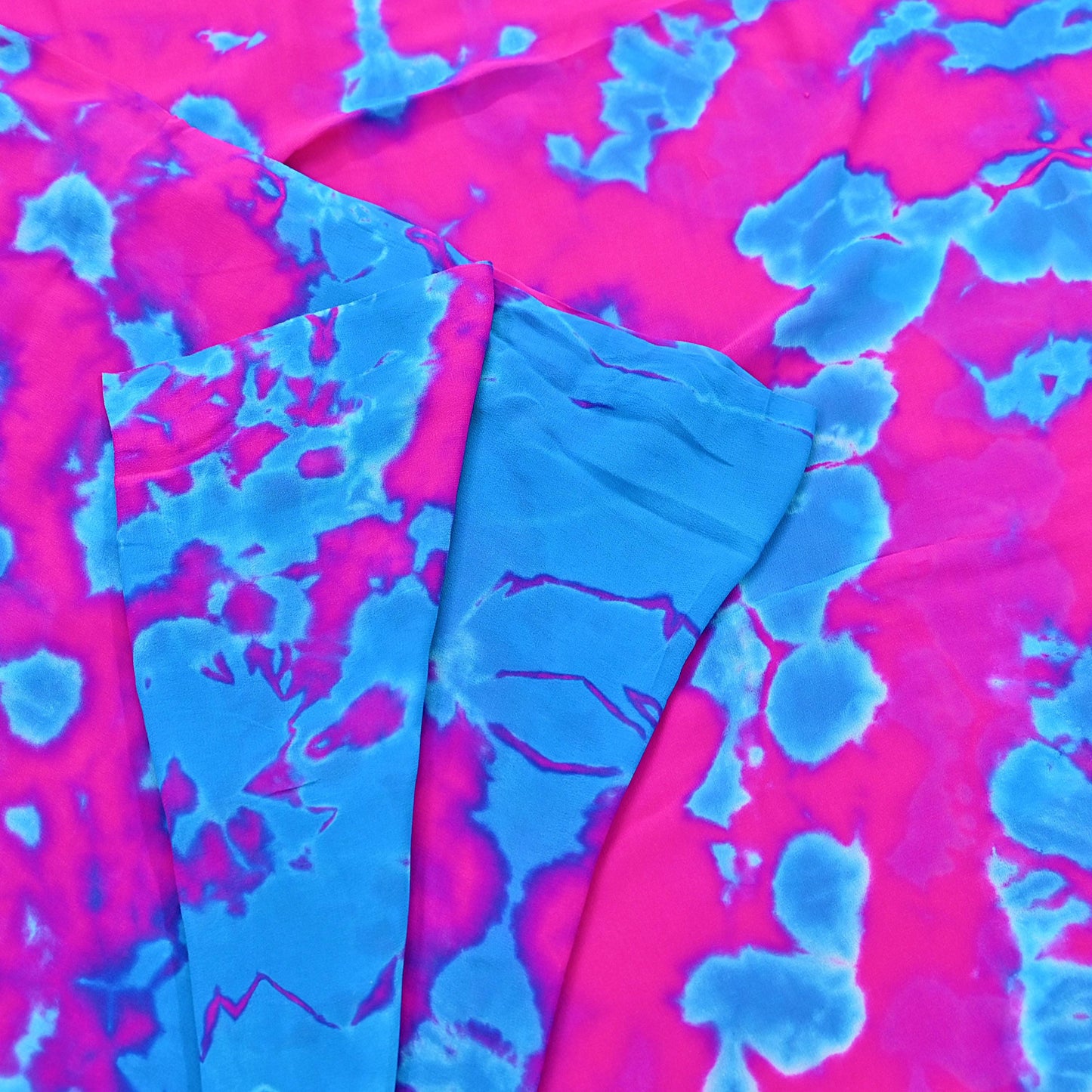Indian Vintage Pink & Blue Saree Pure Georgette Silk Leheria Tie-dye Printed Sari Craft Fabric Sewing 6Yard Soft Light Sari Dress Making