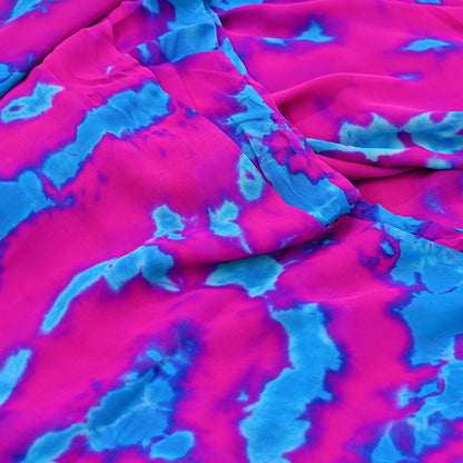 Indian Vintage Pink & Blue Saree Pure Georgette Silk Leheria Tie-dye Printed Sari Craft Fabric Sewing 6Yard Soft Light Sari Dress Making