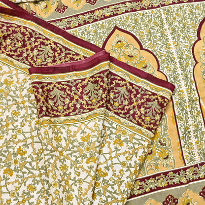 Indian Vintage white Pure Silk Saree Printed Floral Silk Fabric 6Yard Soft Sewing Material for Dressmaking, Quilting Crafts