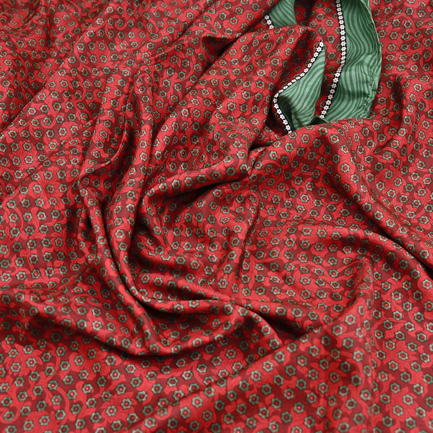 Indian Vintage Maroon & Green Saree Pure Silk Printed Indian Sari Fabric 5yd Sewing Craft Fabric DressMaking Soft