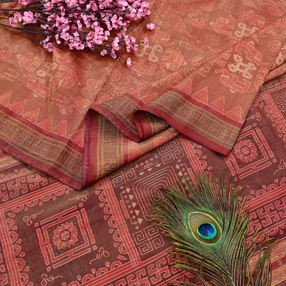 Indian Vintage Maroon Single Ikat Sambalpuri Patola Saree  100% Pure Silk Handwoven 5 Yards Zari Border Craft Fabric