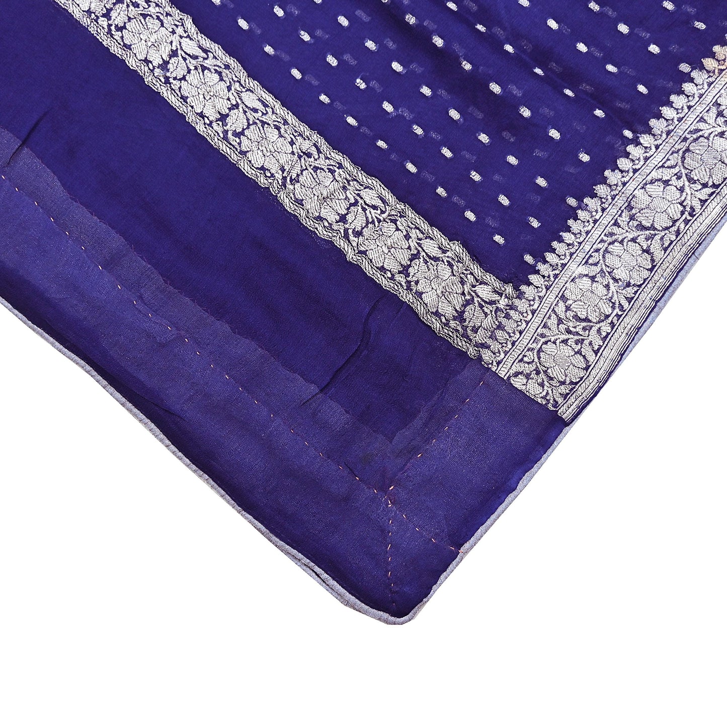 Indian Vintage Blue Dupatta Long Stole Blend Georgette Hand Woven Scarves Veil Scarf Wrap Hippie Boho Soft