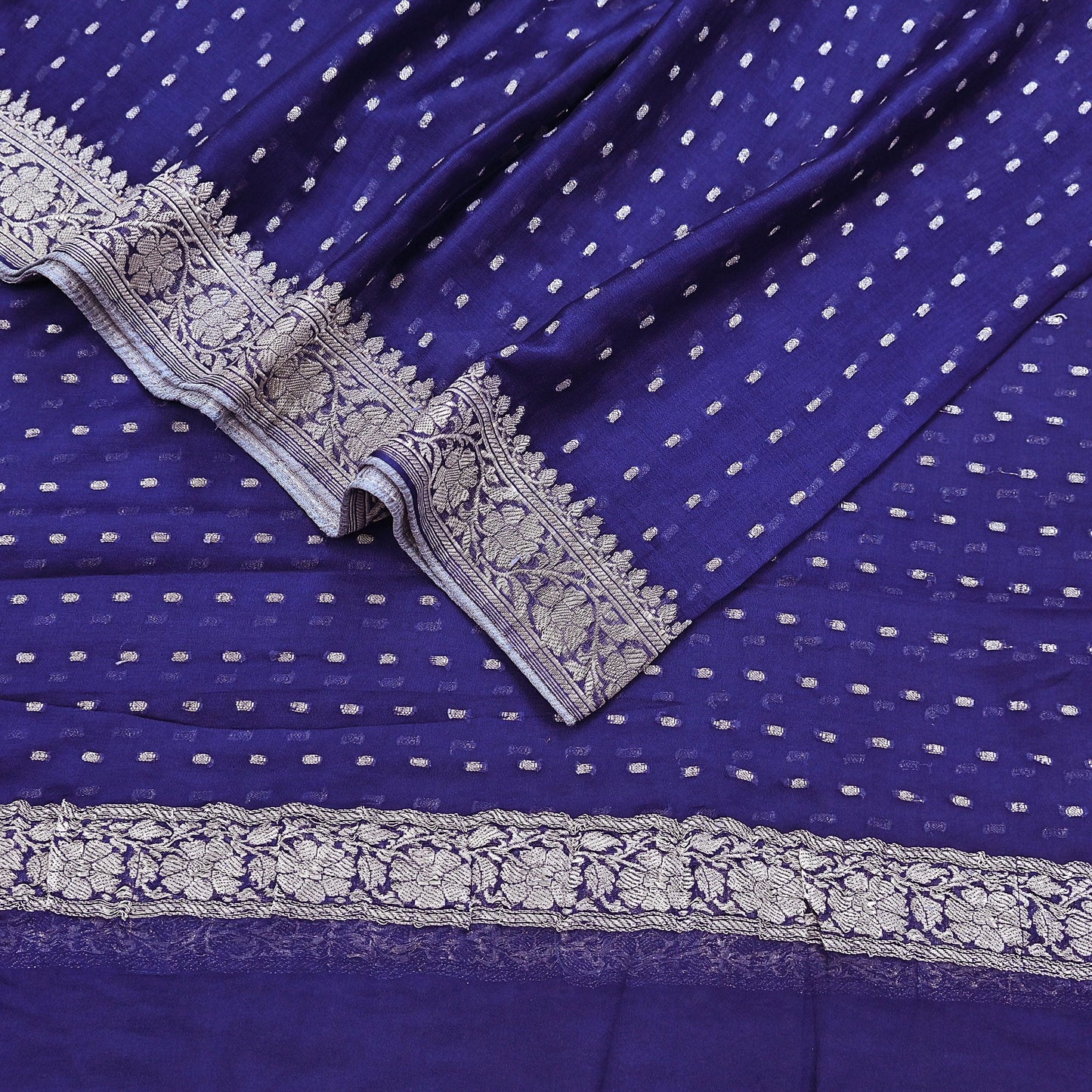 Indian Vintage Blue Dupatta Long Stole Blend Georgette Hand Woven Scarves Veil Scarf Wrap Hippie Boho Soft