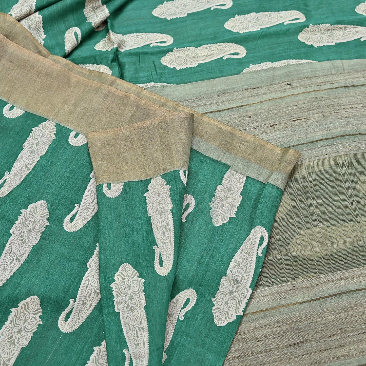 Indian Vintage Green Saree Pure Khadi Silk Handloom Kalamkari Sari Craft Fabric 6yd Ethnic Wear Sari Floral