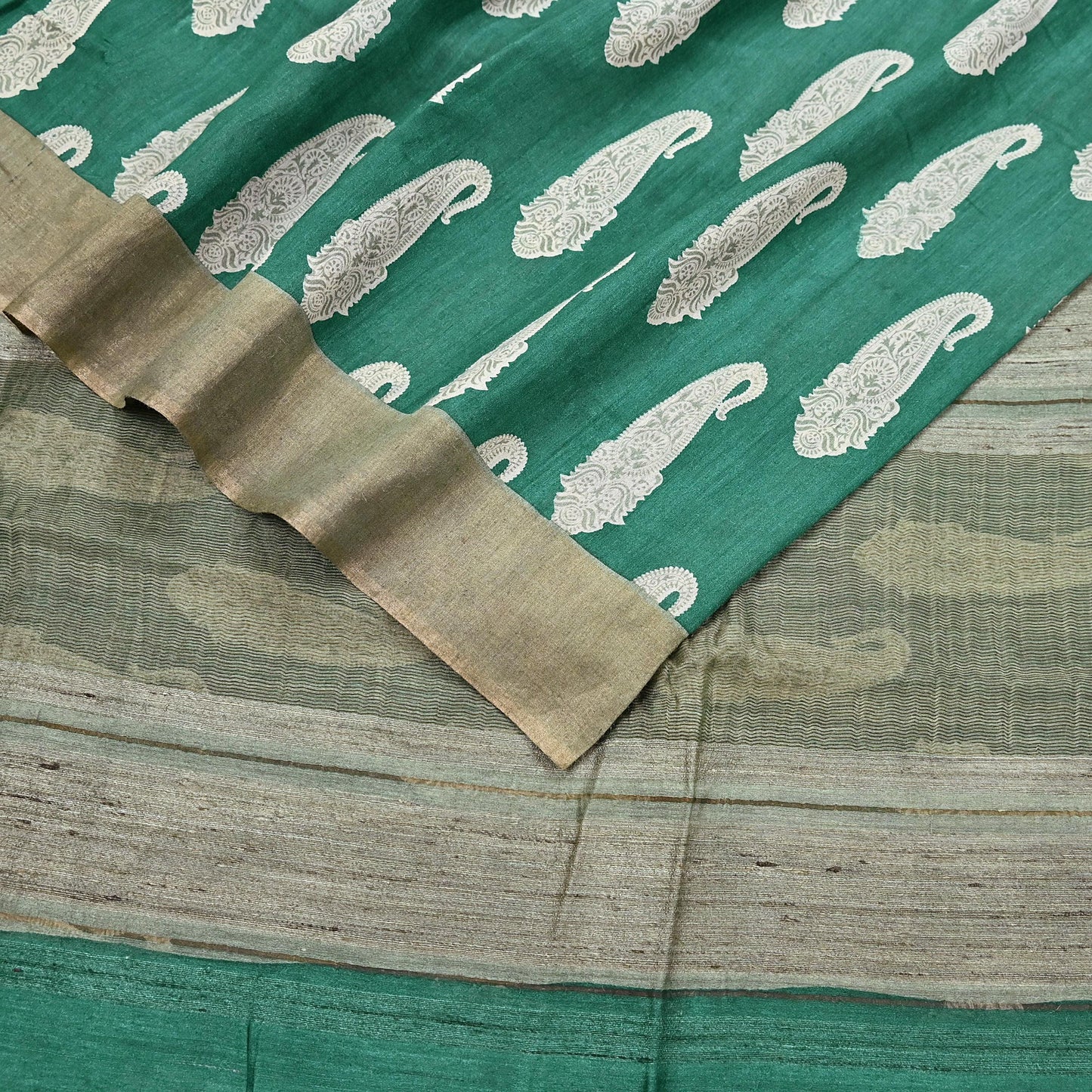 Indian Vintage Green Saree Pure Khadi Silk Handloom Kalamkari Sari Craft Fabric 6yd Ethnic Wear Sari Floral
