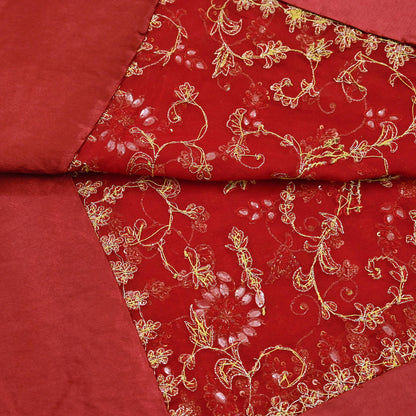 Indian Vintage Heavy Red Bridal Dupatta Pure Georgette Silk Hand Embroidered Zardozi, Dabka, Zari Work Party Wear Long Stole