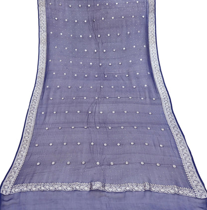 Indian Vintage Blue Dupatta Long Stole Blend Georgette Hand Woven Scarves Veil Scarf Wrap Hippie Boho Soft