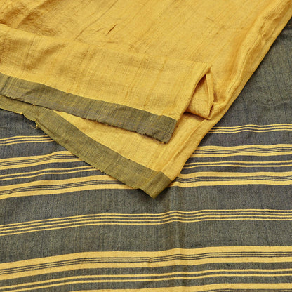 Indian Vintage Green & Yellow Saree Pure Woolen Woven Printed Sari Warm Craft Fabric 6Yd Woven Border Dress making Crafting Dress Designing