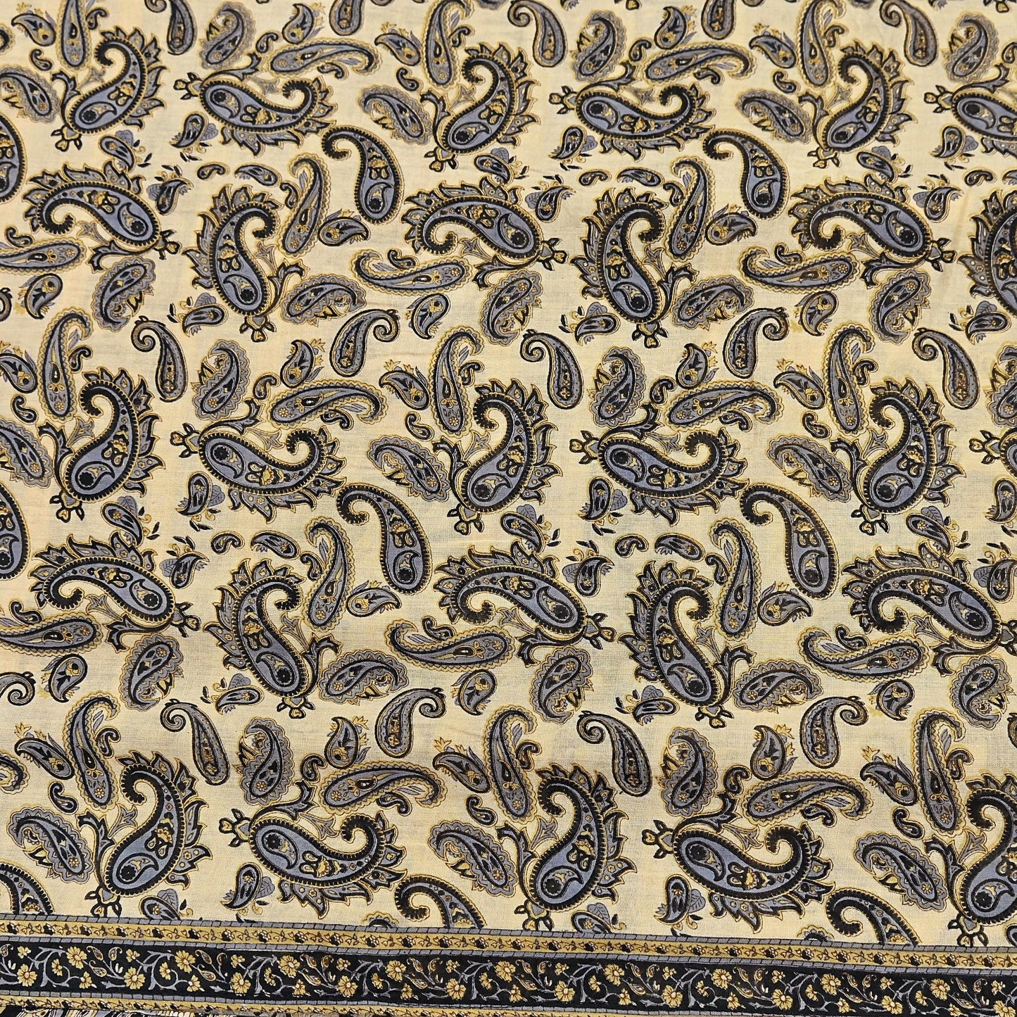 Indian Vintage Sari Beige & Black Printed 100% Pure Cotton Sarees Craft Fabric 5Yard Sewing Sarong Wrap Boho Dress making Quilting Soft