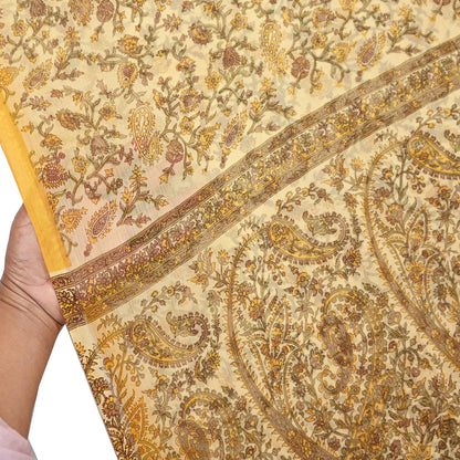 Indian Vintage Sari Chiffon Printed Sarees 5Yd Craft Fabric Sewing Soft Light Sari Dress Making Quilting For Crating