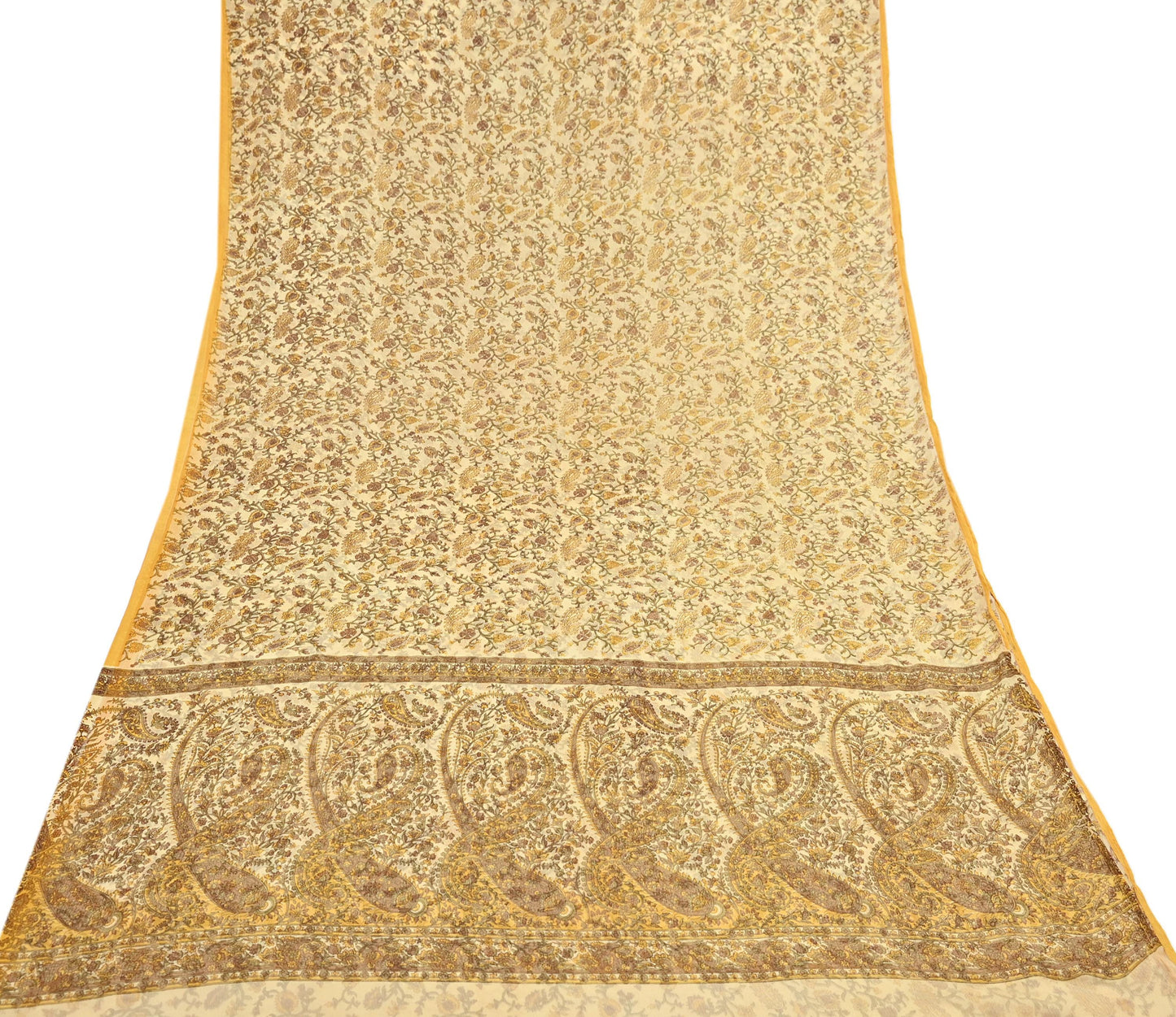 Indian Vintage Sari Chiffon Printed Sarees 5Yd Craft Fabric Sewing Soft Light Sari Dress Making Quilting For Crating