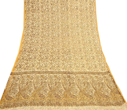 Indian Vintage Sari Chiffon Printed Sarees 5Yd Craft Fabric Sewing Soft Light Sari Dress Making Quilting For Crating