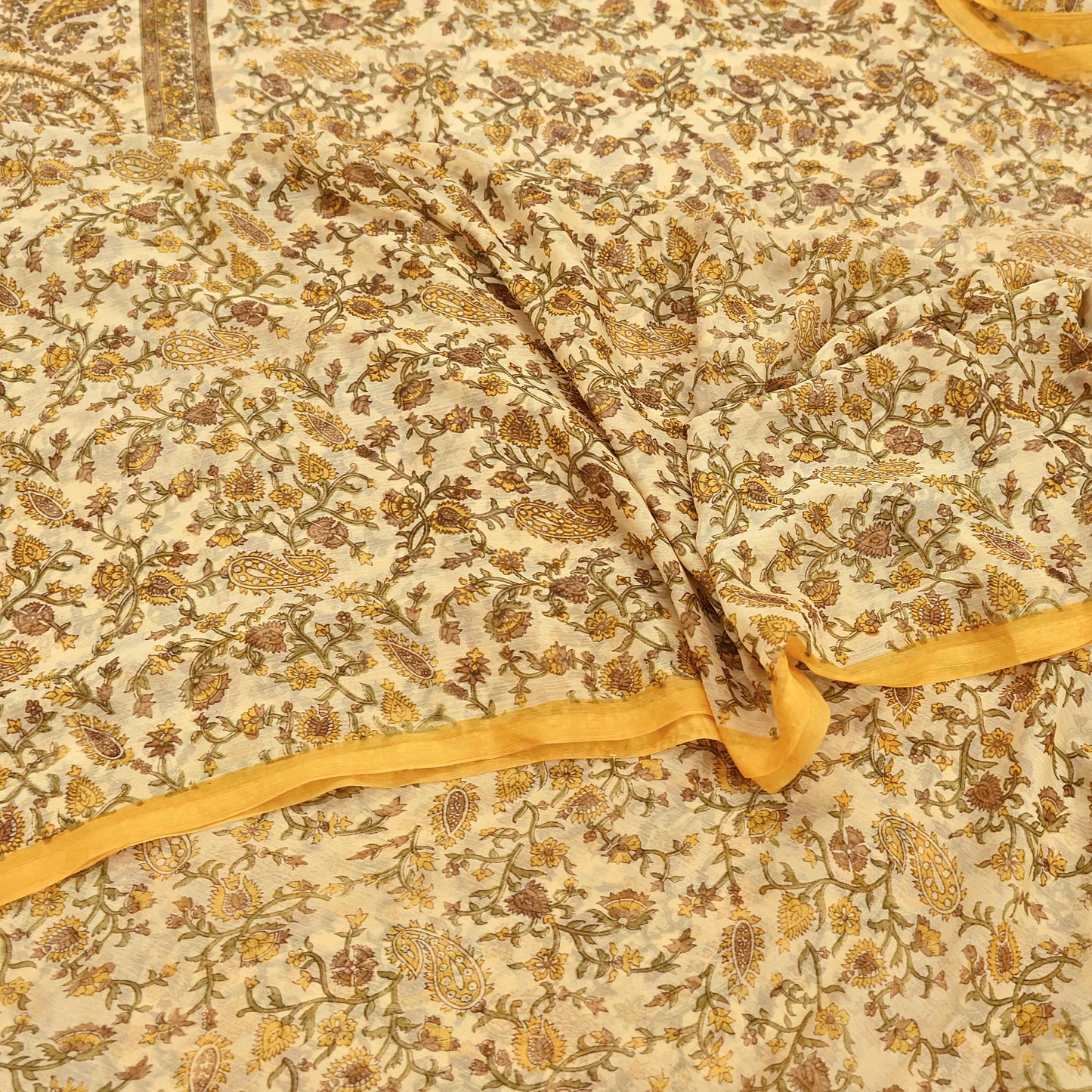 Indian Vintage Sari Chiffon Printed Sarees 5Yd Craft Fabric Sewing Soft Light Sari Dress Making Quilting For Crating