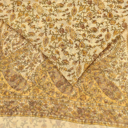 Indian Vintage Sari Chiffon Printed Sarees 5Yd Craft Fabric Sewing Soft Light Sari Dress Making Quilting For Crating