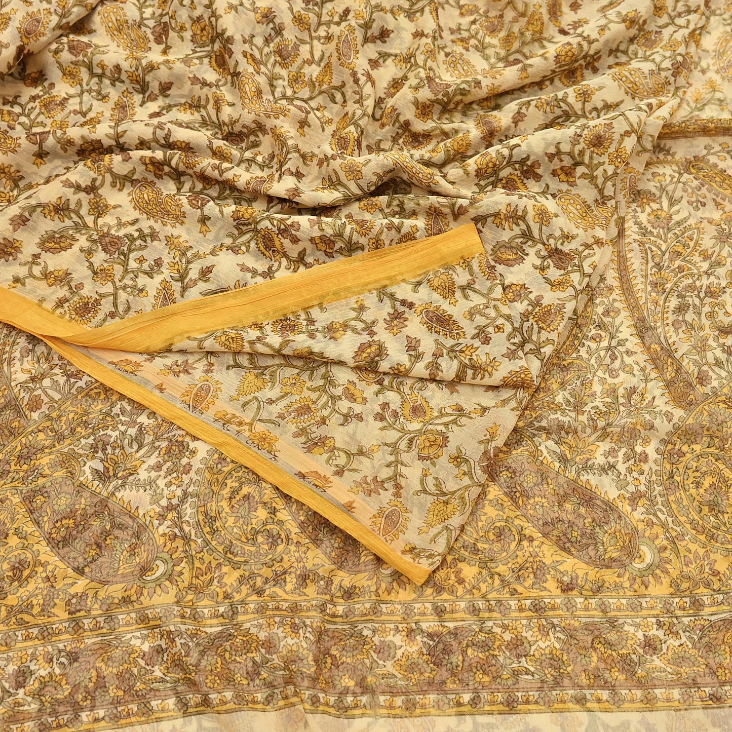 Indian Vintage Sari Chiffon Printed Sarees 5Yd Craft Fabric Sewing Soft Light Sari Dress Making Quilting For Crating