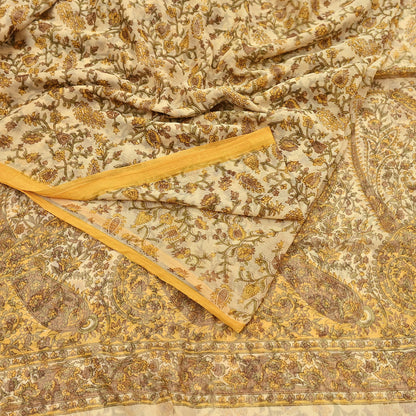 Indian Vintage Sari Chiffon Printed Sarees 5Yd Craft Fabric Sewing Soft Light Sari Dress Making Quilting For Crating