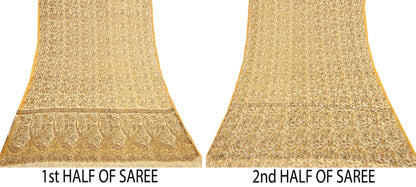 Indian Vintage Sari Chiffon Printed Sarees 5Yd Craft Fabric Sewing Soft Light Sari Dress Making Quilting For Crating