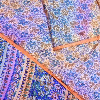 Indian Vintage Multi Saree 100% Pure Silk Printed Sari Craft Fabric 5yd Sewing Dress Making Soft Floral Crafting Quilting Upcycle