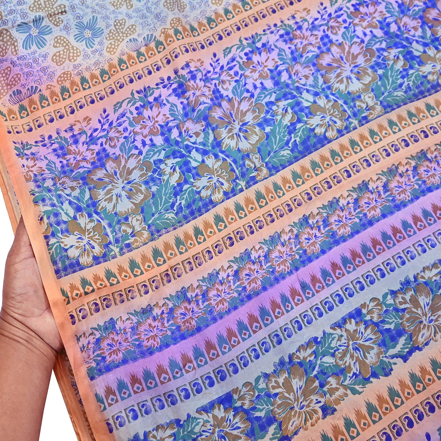 Indian Vintage Multi Saree 100% Pure Silk Printed Sari Craft Fabric 5yd Sewing Dress Making Soft Floral Crafting Quilting Upcycle