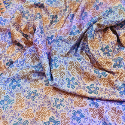 Indian Vintage Multi Saree 100% Pure Silk Printed Sari Craft Fabric 5yd Sewing Dress Making Soft Floral Crafting Quilting Upcycle