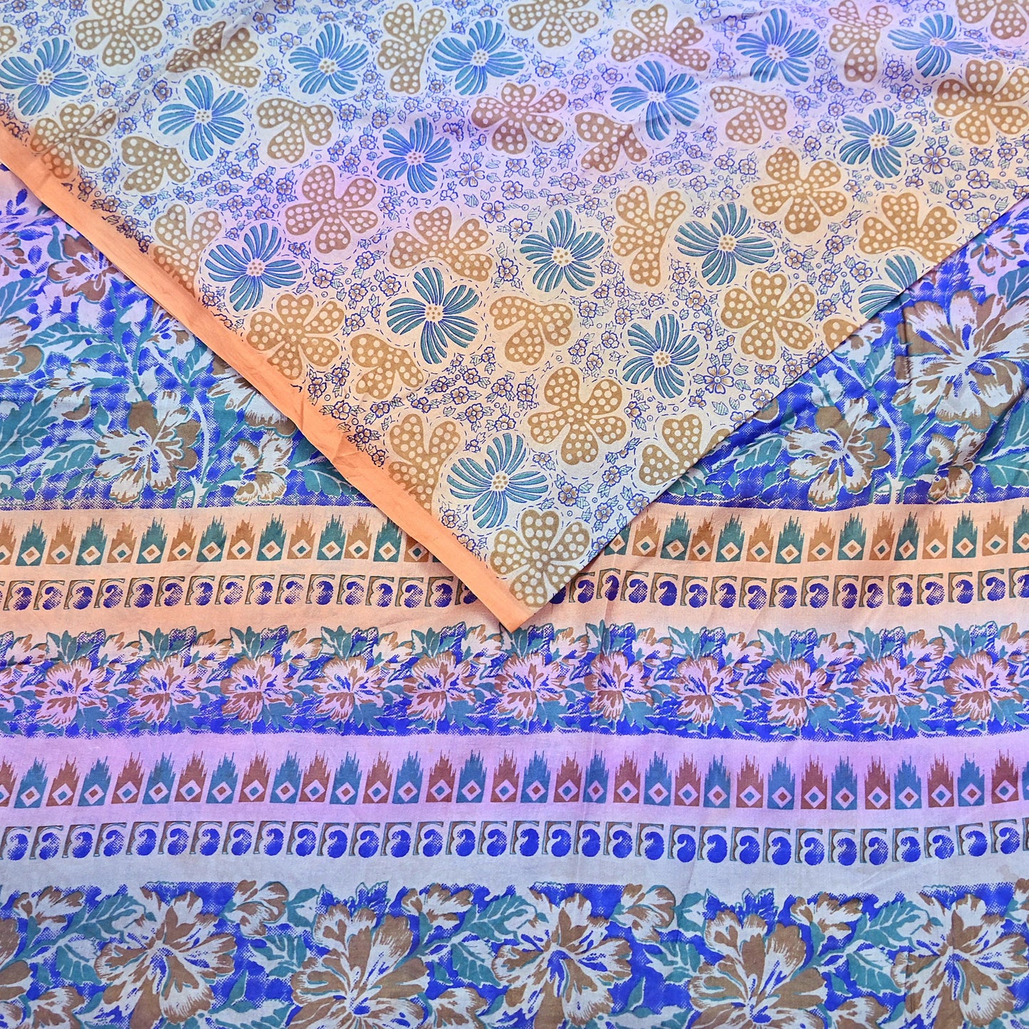 Indian Vintage Multi Saree 100% Pure Silk Printed Sari Craft Fabric 5yd Sewing Dress Making Soft Floral Crafting Quilting Upcycle