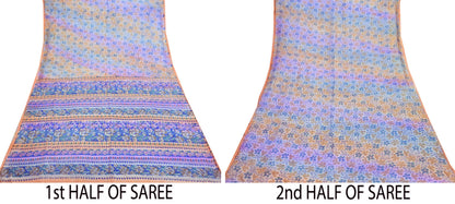 Indian Vintage Multi Saree 100% Pure Silk Printed Sari Craft Fabric 5yd Sewing Dress Making Soft Floral Crafting Quilting Upcycle