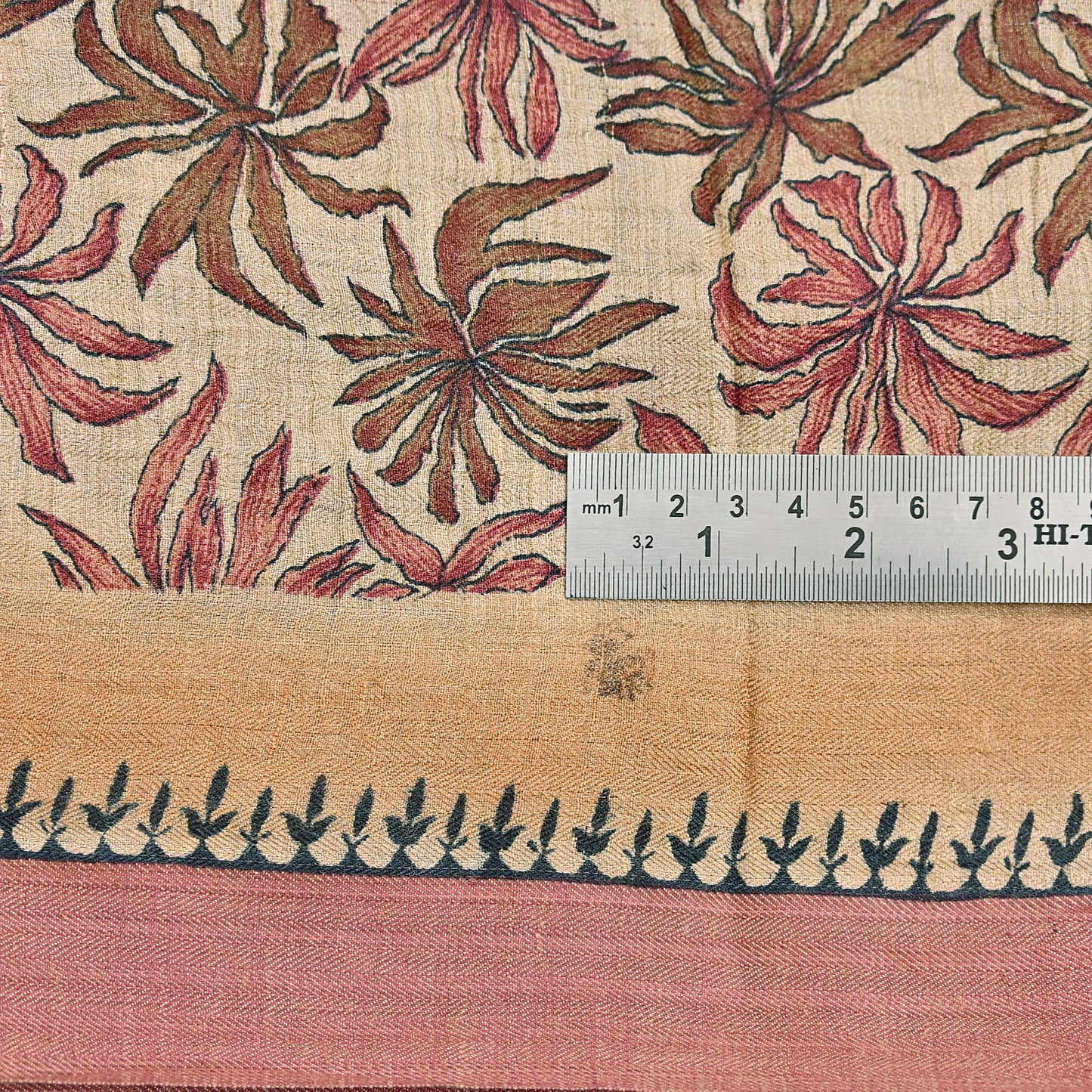 Indian Vintage Sari Beige Pure Woolen Woven Printed Sarees Soft Warm Craft Fabric 6Yd Floral Dress making Crafting Quilting