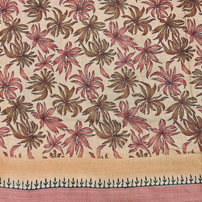 Indian Vintage Sari Beige Pure Woolen Woven Printed Sarees Soft Warm Craft Fabric 6Yd Floral Dress making Crafting Quilting