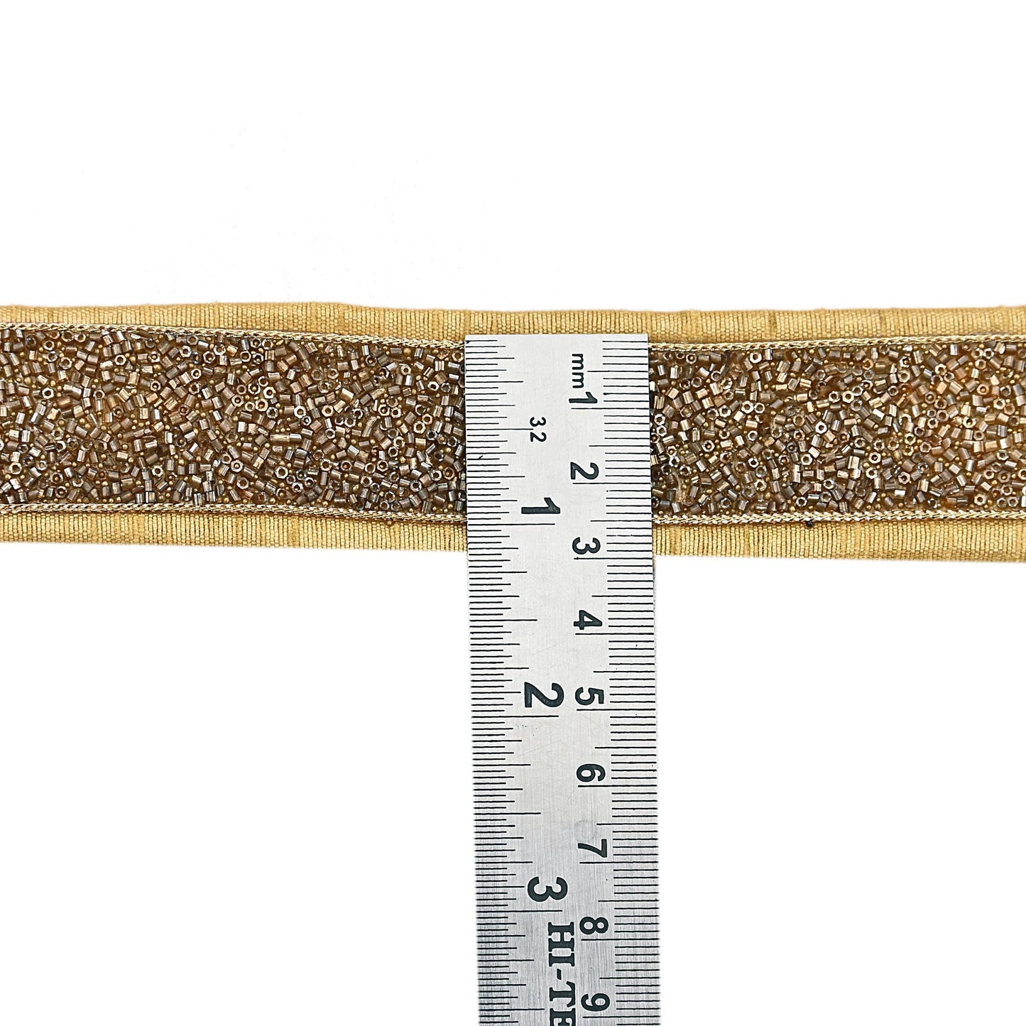 Indian New Golden Beige Border 1Yd Embroidered Lace Trim Sewing Craft Ribbon Dress Decor