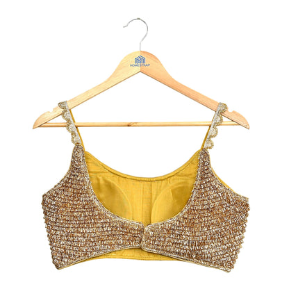 Indian Golden Embroidered sleeveless Padded Blouse/Top/Crop Party wear Bollywood