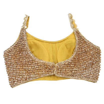 Indian Golden Embroidered sleeveless Padded Blouse/Top/Crop Party wear Bollywood