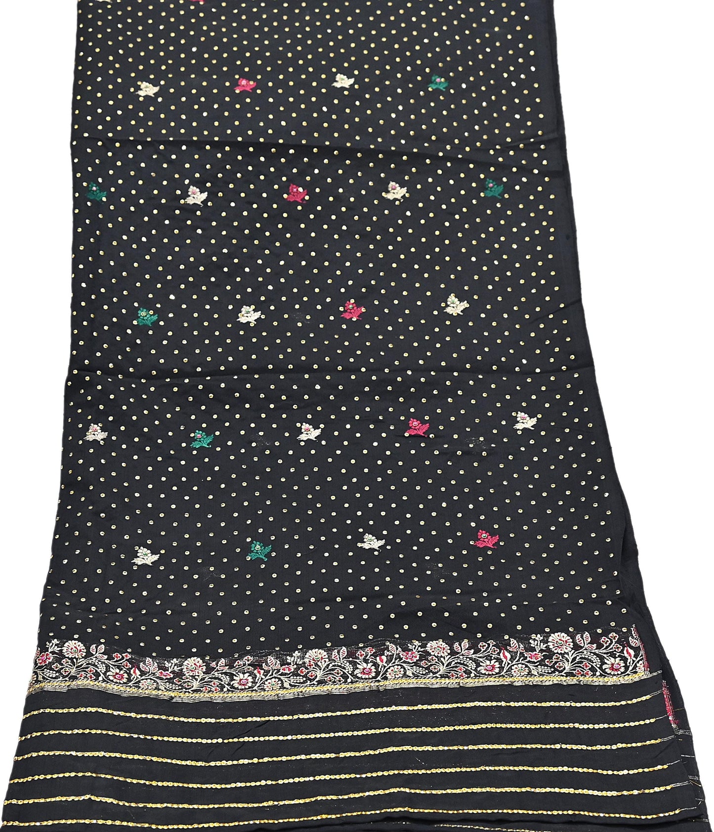 Indian Vintage Dupatta Black Long Stole Pure silk Woven Brocade Banarasi Scarves Veil Scarf Wrap Hippie Boho Soft Floral Zari