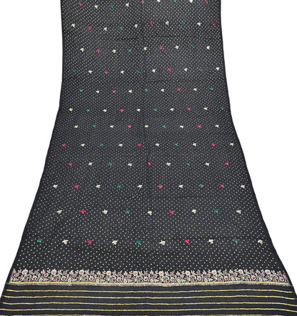 Indian Vintage Dupatta Black Long Stole Pure silk Woven Brocade Banarasi Scarves Veil Scarf Wrap Hippie Boho Soft Floral Zari