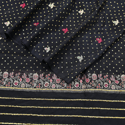 Indian Vintage Dupatta Black Long Stole Pure silk Woven Brocade Banarasi Scarves Veil Scarf Wrap Hippie Boho Soft Floral Zari