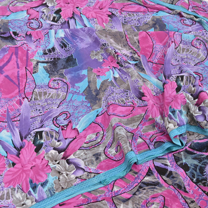 Indian Vintage Sari Multi Pure Crepe Silk Printed Saree 5yd Sewing Floral Soft Craft Fabric Wrap Dress making Upcycle For Crafting
