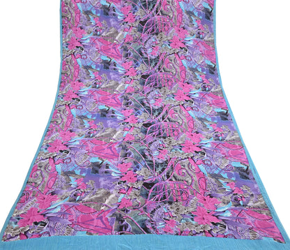 Indian Vintage Sari Multi Pure Crepe Silk Printed Saree 5yd Sewing Floral Soft Craft Fabric Wrap Dress making Upcycle For Crafting