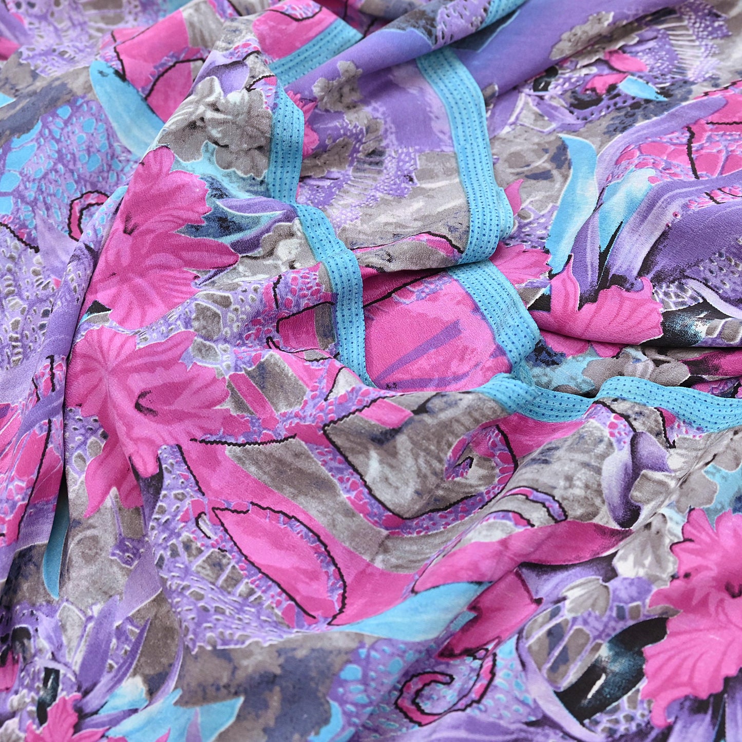 Indian Vintage Sari Multi Pure Crepe Silk Printed Saree 5yd Sewing Floral Soft Craft Fabric Wrap Dress making Upcycle For Crafting