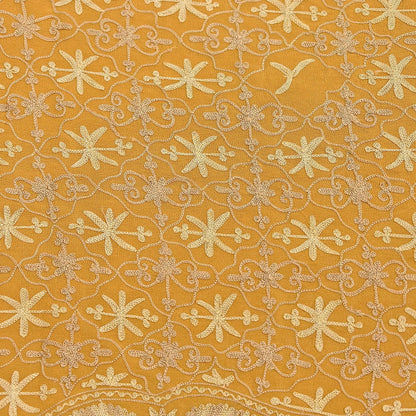 Indian Vintage Dupatta Mustard Pure Georgette silk Long Stole Hand Embroidered ari work Scarves Stole Veil Wrap