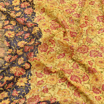 Indian Vintage Dupatta Long Stole Hand Embroidered kantha stole Blend Cotton Scarves Veil Wrap Soft Floral Sequins