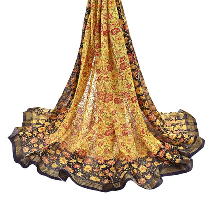 Indian Vintage Dupatta Long Stole Hand Embroidered kantha stole Blend Cotton Scarves Veil Wrap Soft Floral Sequins