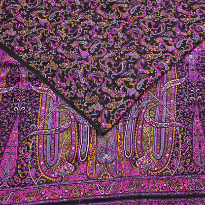 Vintage Sari Black Pure Silk Printed Saree Craft Fabric 5yard Sewing Floral Soft Dress Designing for Crafting Upcycle Quilting