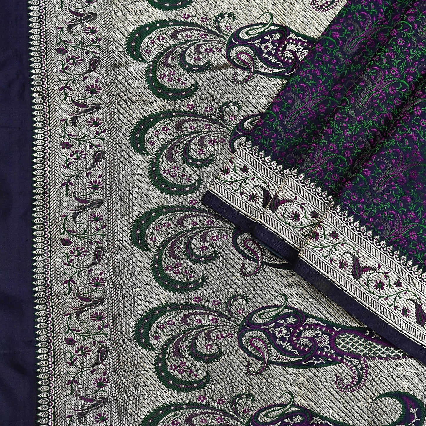 Indian Vintage Sari Blue Heavy Pure Satin Silk Woven Banarasi Tanchoi Sari Zari 5Yd Craft Fabric Dress making Ethnic Crafting Upcycle