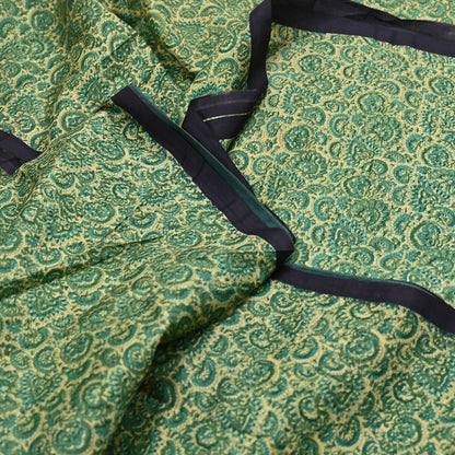 Indian Vintage Beige & Green Saree Pure Silk Printed Sari 6yd Sewing Craft Fabric Dress Making Soft Crafting Quilting Quilting Upcycle