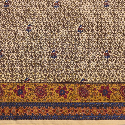 Indian Vintage Sari Beige Pure Silk Printed Saree 5yd Sewing Craft Fabric DressMaking Soft Used Upcycled