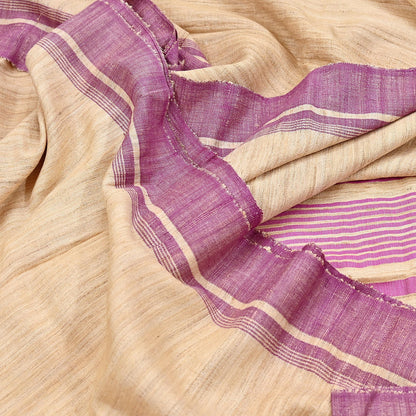Indian Vintage Heavy Sari Beige & Pink Pure Khadi Silk Handloom Saree Craft Fabric 5yd Ethnic Wear Dress making For Crafting Quilting