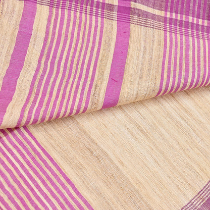 Indian Vintage Heavy Sari Beige & Pink Pure Khadi Silk Handloom Saree Craft Fabric 5yd Ethnic Wear Dress making For Crafting Quilting