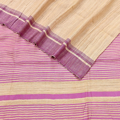 Indian Vintage Heavy Sari Beige & Pink Pure Khadi Silk Handloom Saree Craft Fabric 5yd Ethnic Wear Dress making For Crafting Quilting