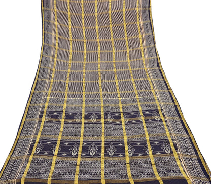 Indian Vintage Sari Beige & Black Printed Pure Cotton Sarees Craft Fabric 6Yd Soft Sewing Sarong Wrap Boho Quilting Dress making zari border